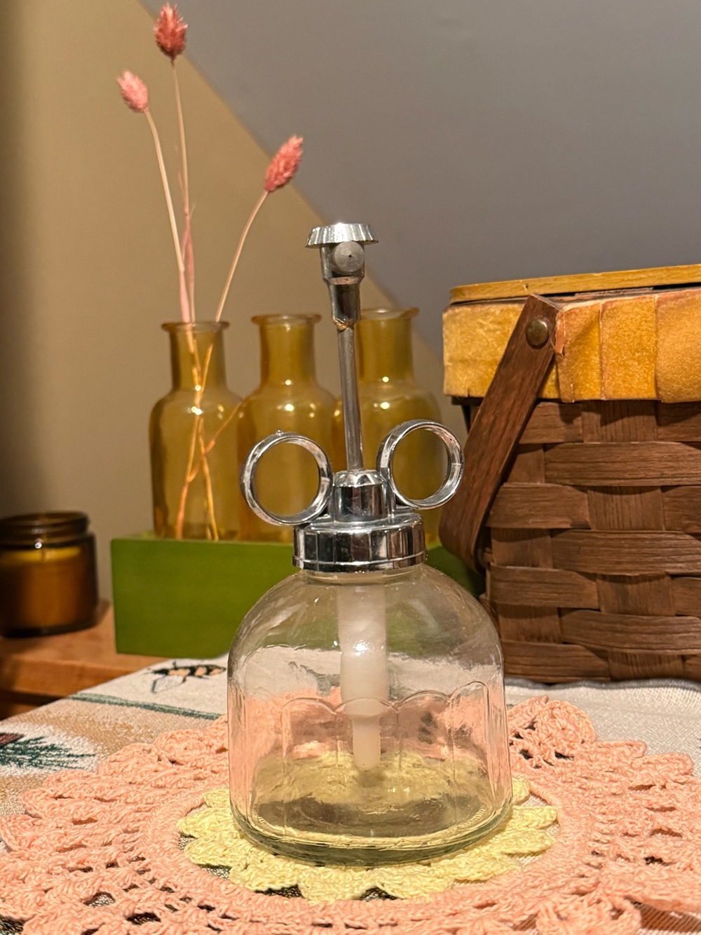 Vintage-Style Clear Glass Plant Tank Mister Silver Pump – Aesthetic Home Decor